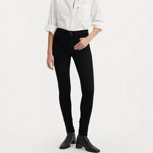 Levi’s 720 High Rise Super Skinny Jeans Size 25 Black Stretch Raw Hem